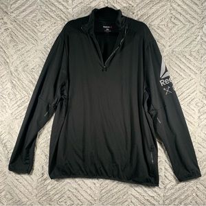 REEBOK MENS 2XL BLACK LIGHTWEIGHT PULLOVER SWEATSHIRT QUARTER ZIP SOFT THIN GOLF